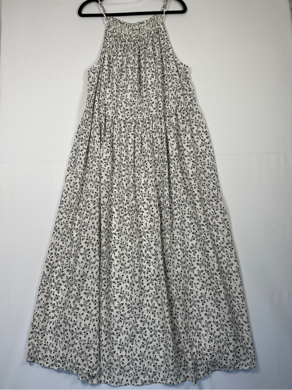 Old Navy Boho Floral Flowy Maxi Dress Cream Black XL